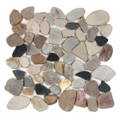 Каменная мозаика MS00-5 BCP ГАЛЬКА овал бел/корич/серая матовая